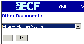 CM screen of Attorney Planning Meeting event